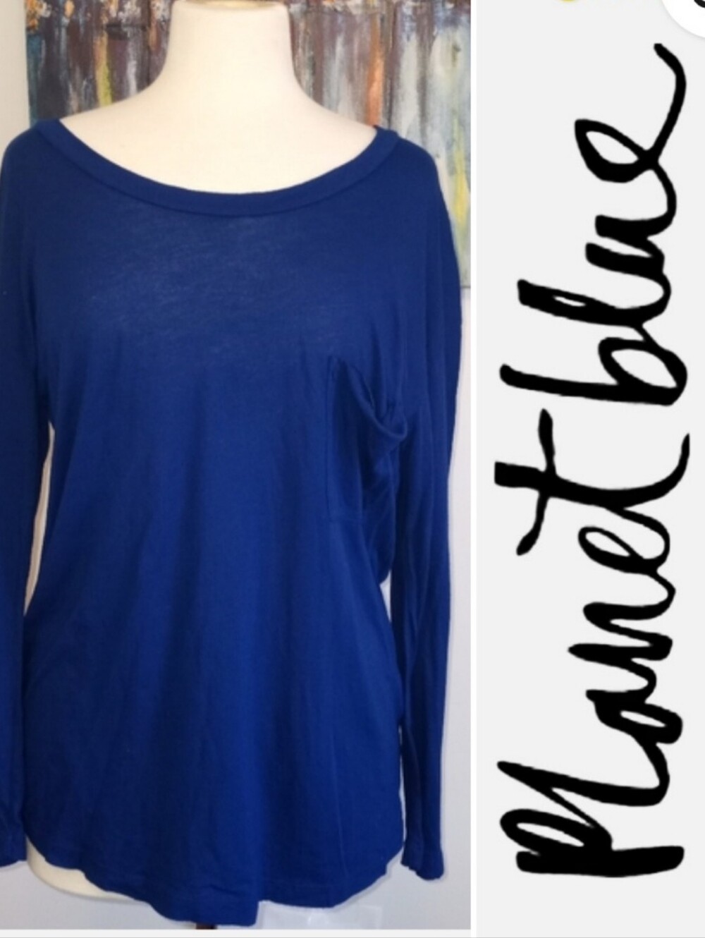 Planet Blue X Blue Life Fit Supima Cotton Scoop Neck Tee, Royal Blue Made In USA